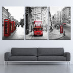 Vibrant London Street Canvas Art with Red Telephone Booth | Welvere-Welvere