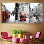 Vibrant London Street Canvas Art with Red Telephone Booth | Welvere-Welvere