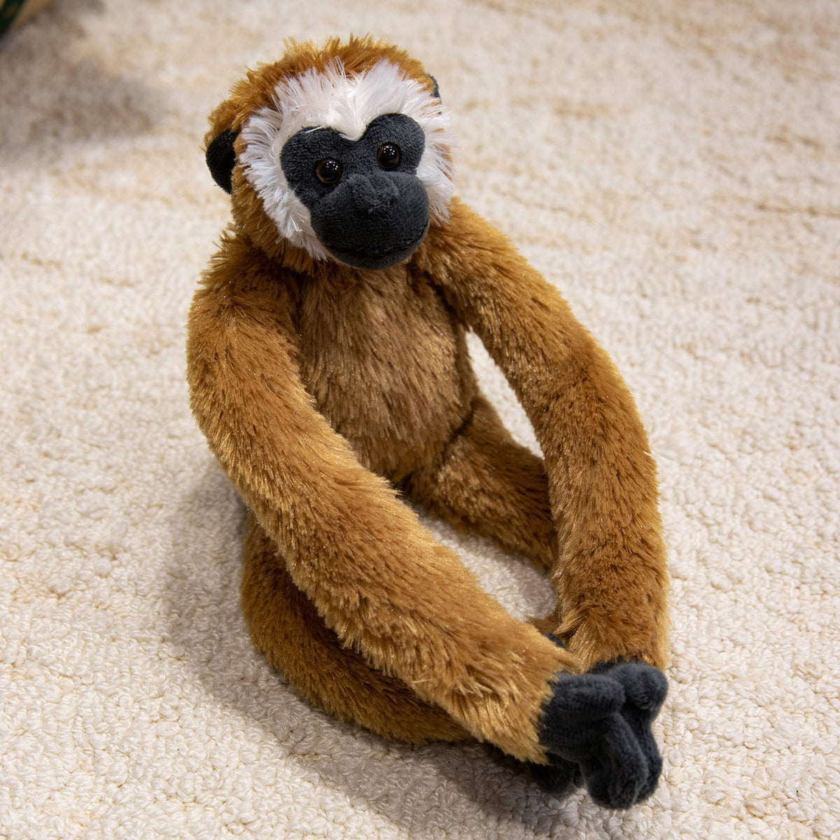 Long-Limbed Hanging Sloth Plush Toy with Soft Faux Fur and Embroidered Details