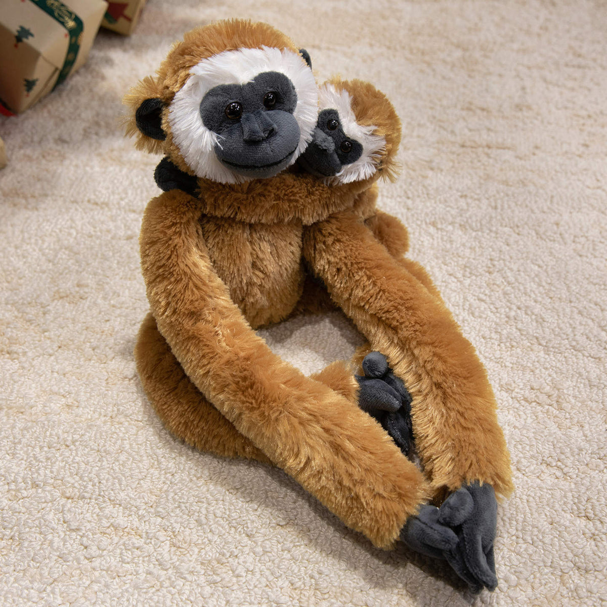 Long-Limbed Hanging Sloth Plush Toy with Soft Faux Fur and Embroidered Details