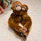 Long-Limbed Hanging Sloth Plush Toy with Soft Faux Fur and Embroidered Details