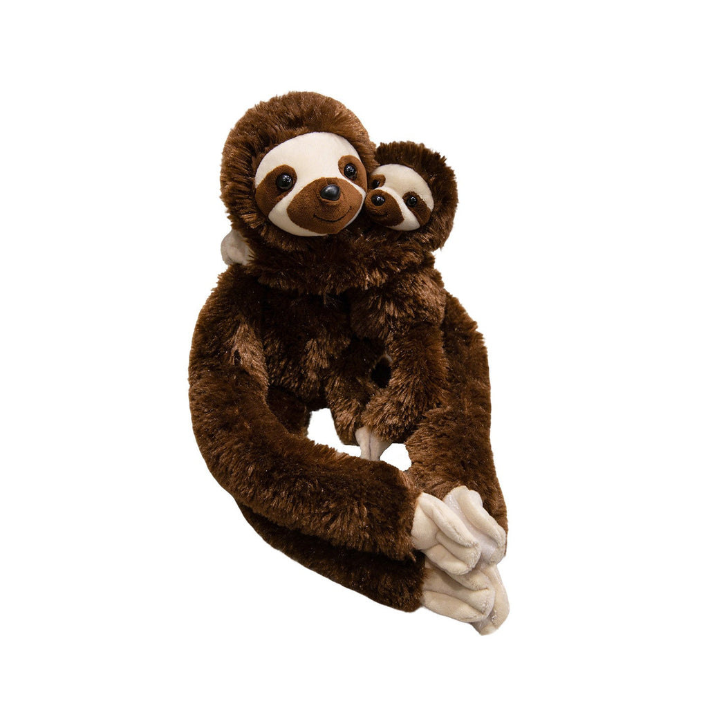 Long-Limbed Hanging Sloth Plush Toy with Soft Faux Fur and Embroidered Details