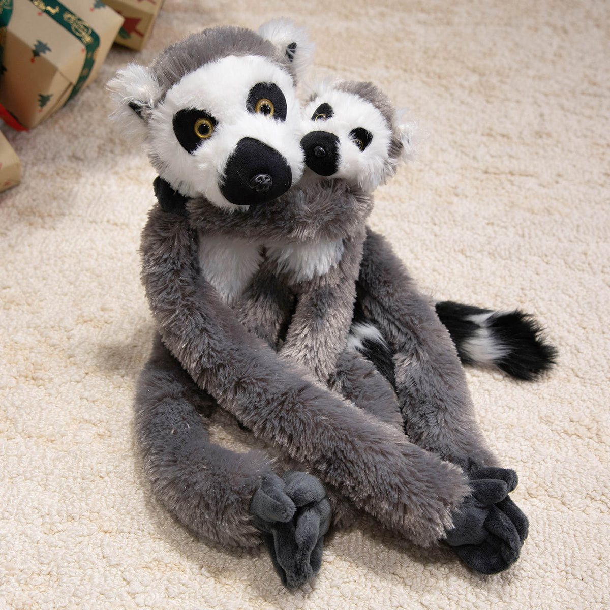 Long-Limbed Hanging Sloth Plush Toy with Soft Faux Fur and Embroidered Details