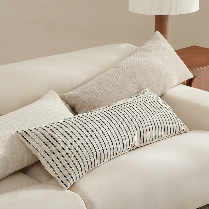 Long Rectangular Lumbar and Neck Pillow Cover, Textured Woven with Concealed Zip