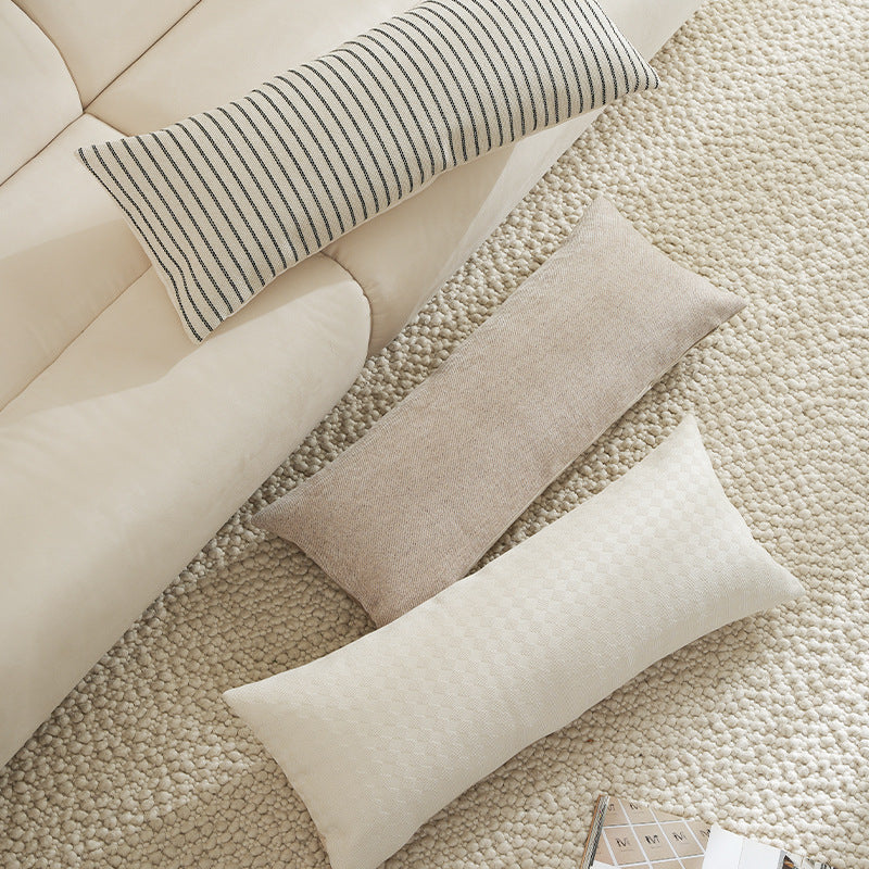 Long Rectangular Lumbar and Neck Pillow Cover, Textured Woven with Concealed Zip