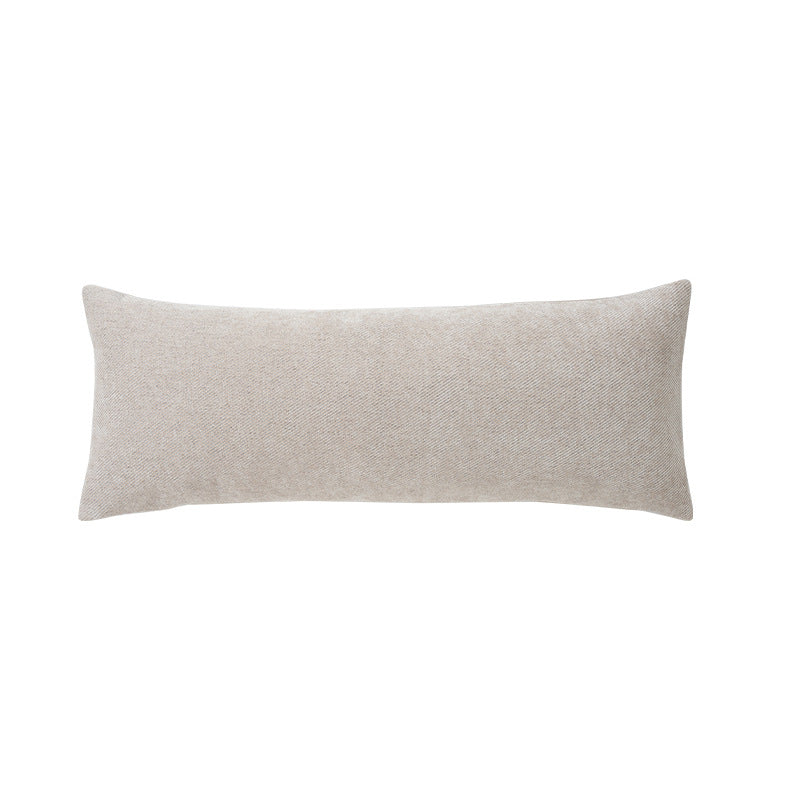 Long Rectangular Lumbar and Neck Pillow Cover, Textured Woven with Concealed Zip