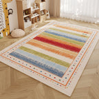 Low-Pile Kids' Playroom Area Rug with Colourful Patchwork Border