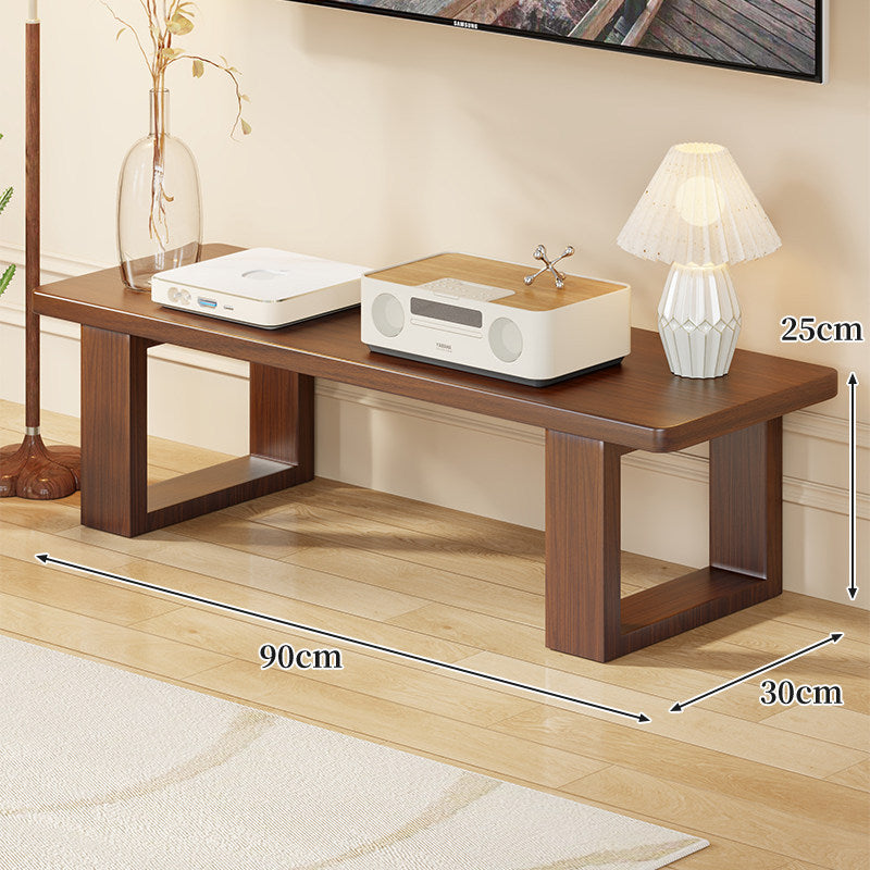 Low Wood Media Console Bench with Open Legs or Drawer