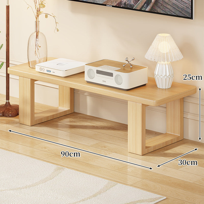 Low Wood Media Console Bench with Open Legs or Drawer