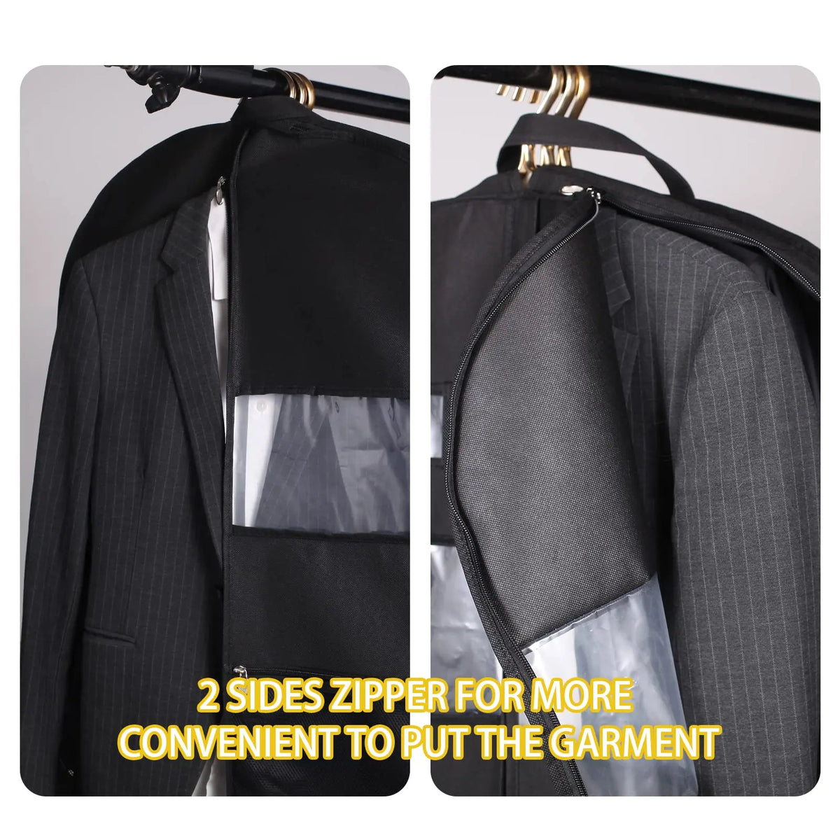 Travel Garment Bag for Dresses and Suits - 43 Inch, Breathable Fleece, view 2