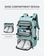 Waterproof Travel Backpack with USB Port - Shoe Compartment, Fits 15.6" Laptop, view 4