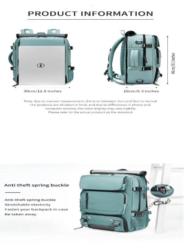 Waterproof Travel Backpack with USB Port - Shoe Compartment, Fits 15.6" Laptop, view 6