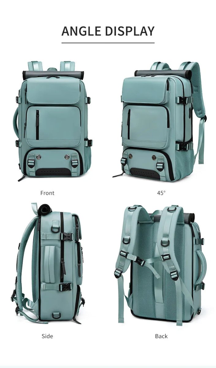 Waterproof Travel Backpack with USB Port - Shoe Compartment, Fits 15.6" Laptop, view 7