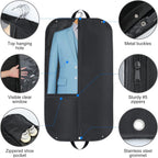 Waterproof Oxford Garment Bag for Travel - 61x109 cm, Black, 2-Pack, view 5
