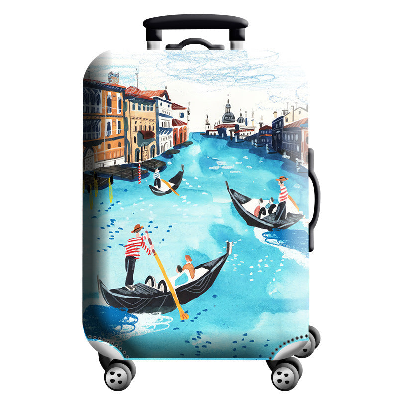 Unisex Hard-Shell Suitcase Cover - Modern Geometric Design, Robust Protection, view 4