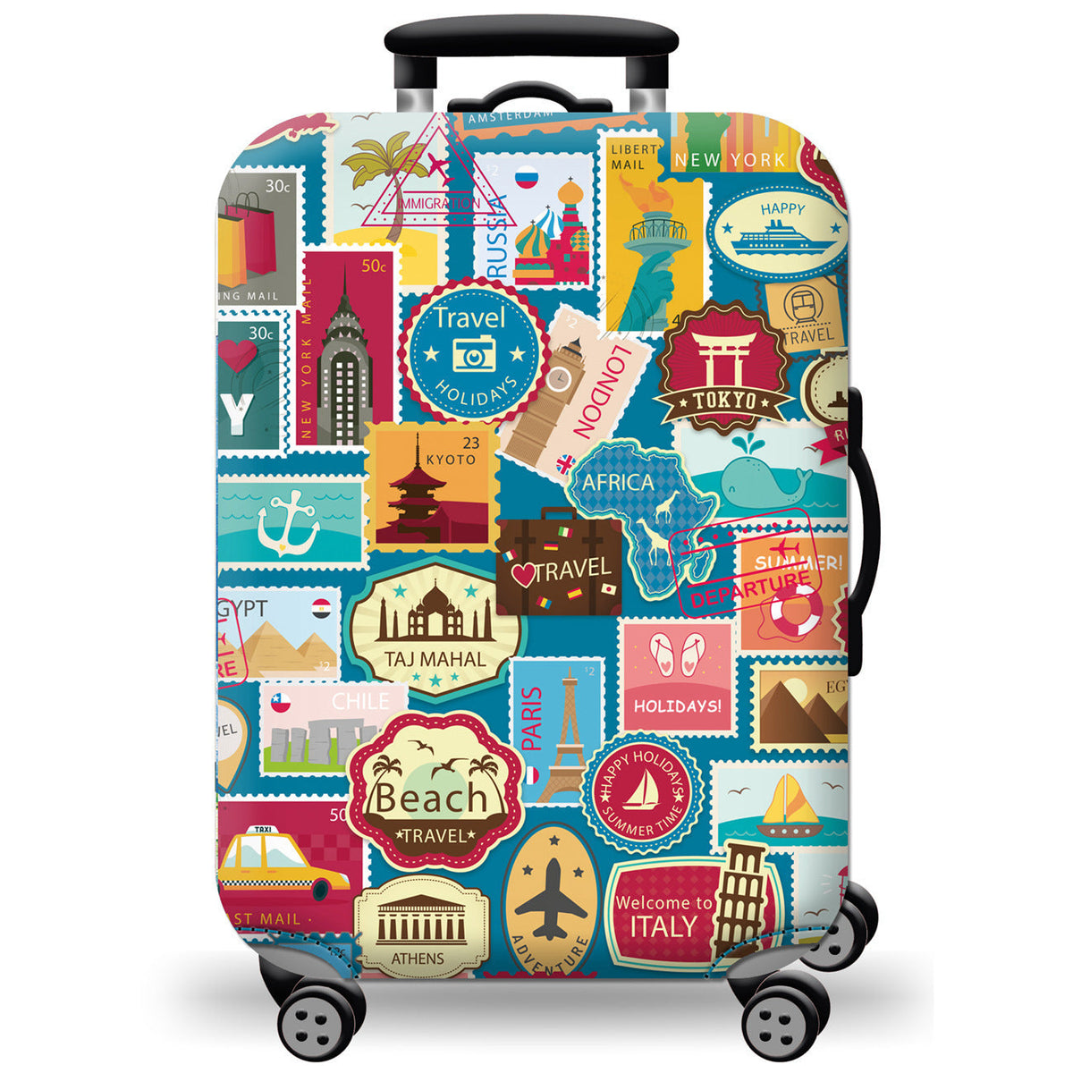 Unisex Hard-Shell Suitcase Cover - Modern Geometric Design, Robust Protection, view 7
