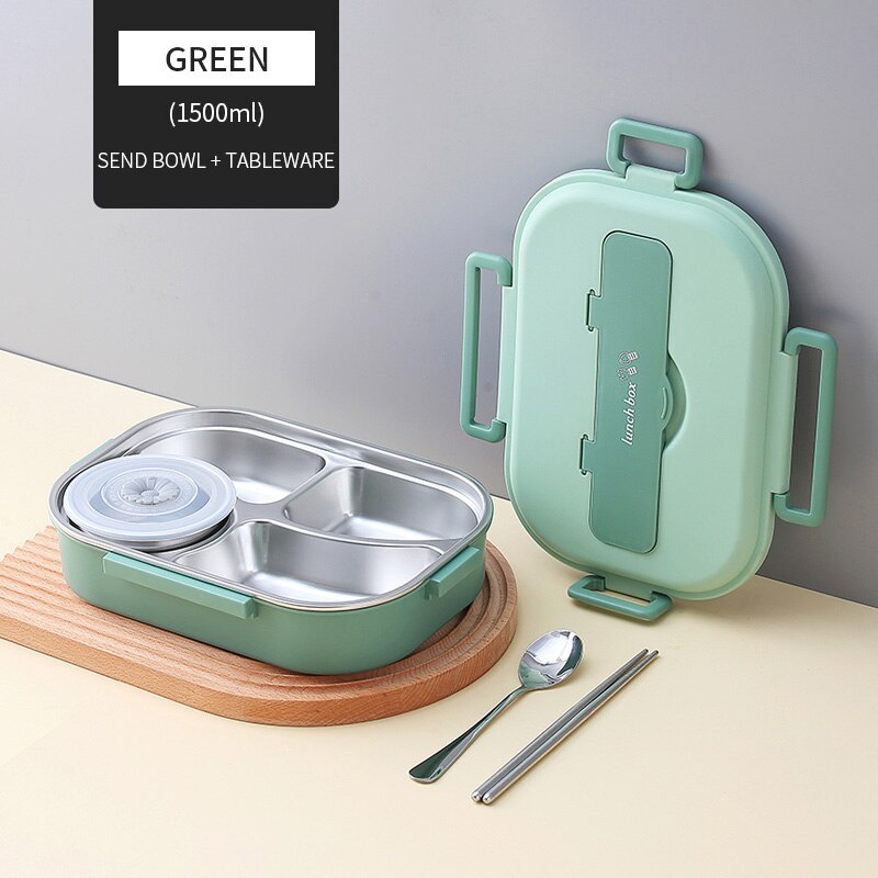 Stainless Steel Multi Compartment Kids Lunch Box - 1500 ml, 304 Steel, view 10