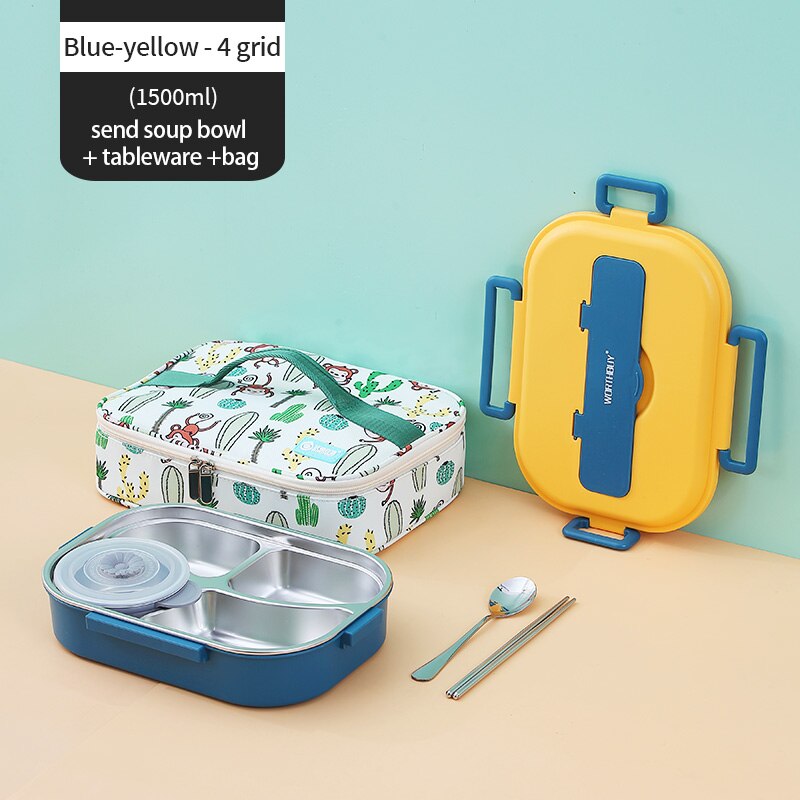 Stainless Steel Multi Compartment Kids Lunch Box - 1500 ml, 304 Steel, view 11