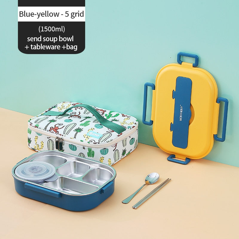 Stainless Steel Multi Compartment Kids Lunch Box - 1500 ml, 304 Steel, view 12