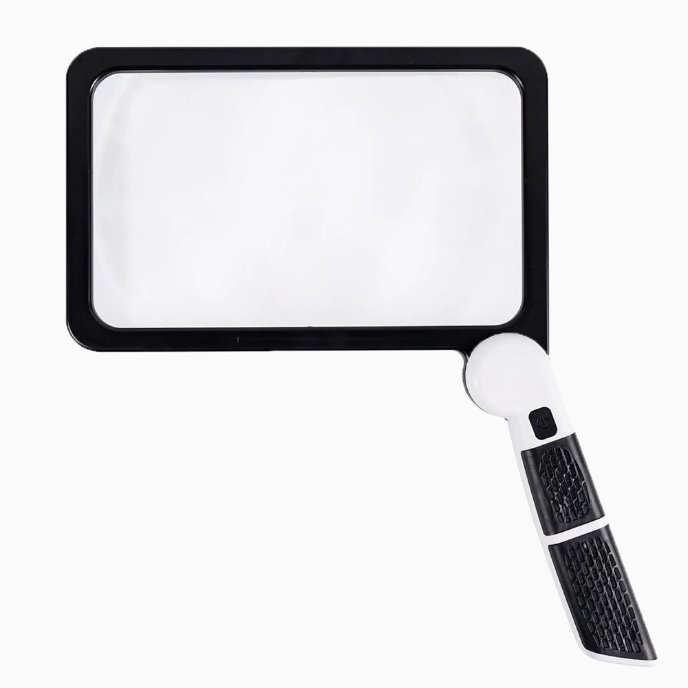 Handheld Magnifying Glass 5X with LED Light - ABS, Foldable, 185x110 mm Lens
