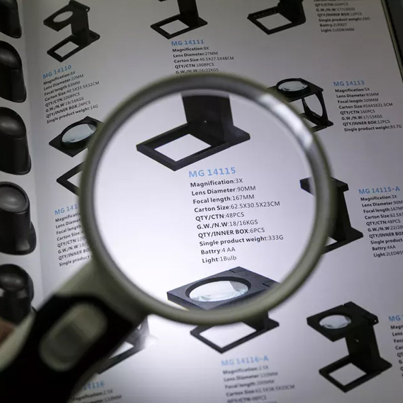 20X Magnifying Glass with LED Light - Double Lens, Acrylic, 80 mm Diameter, view 5