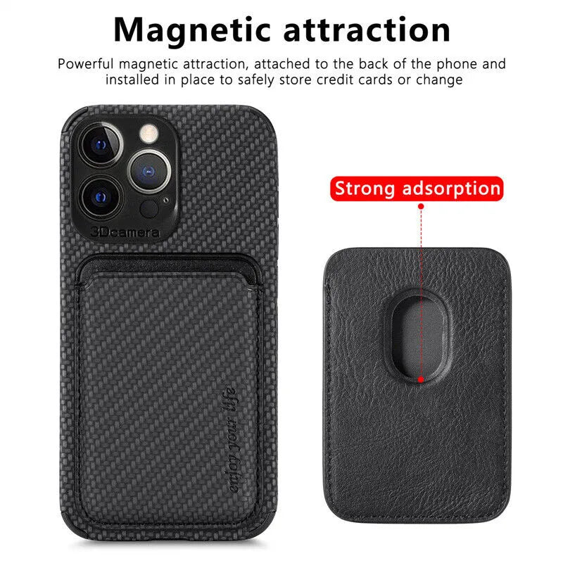 MagSafe Wallet Case for iPhone, Slim TPU and PU with Card Slot