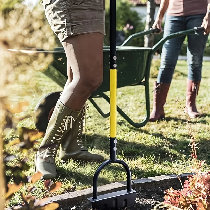Manual Lawn Edger with Half-Moon Serrated Blade and Long Handle