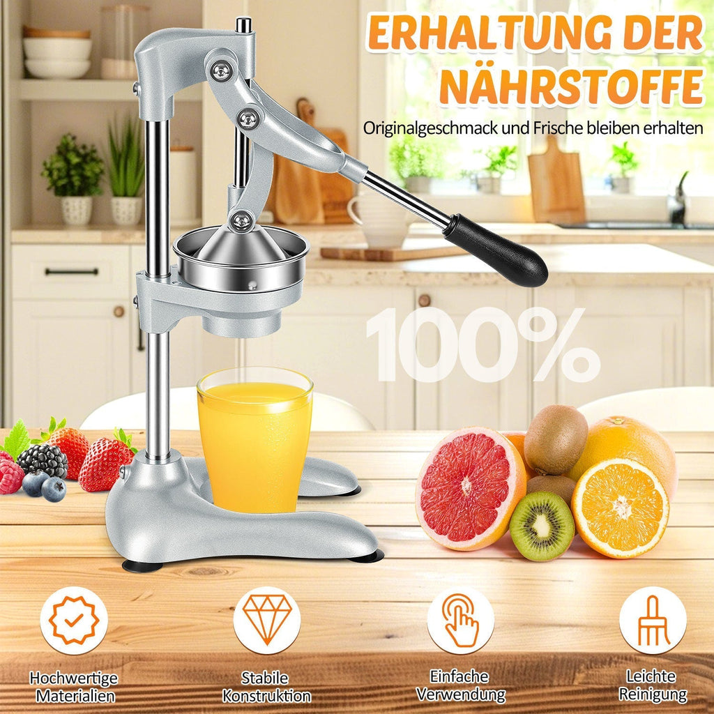 Manual Stainless Steel Citrus Press with Interchangeable Cones