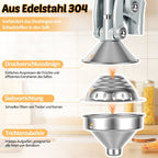 Manual Stainless Steel Citrus Press with Interchangeable Cones
