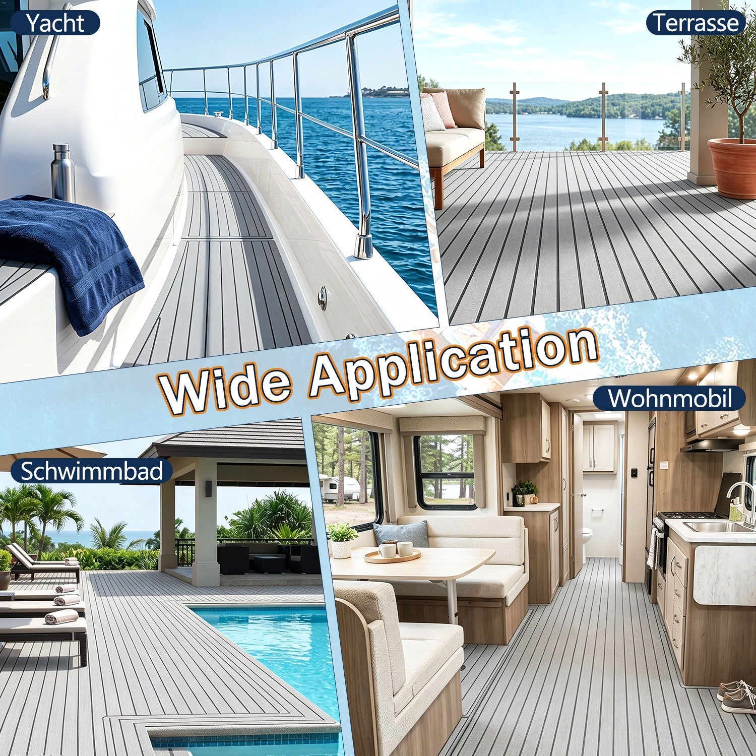 Boat EVA Teak Flooring Self-Adhesive - Brown or Grey, 240x45/60/90cm, view 12