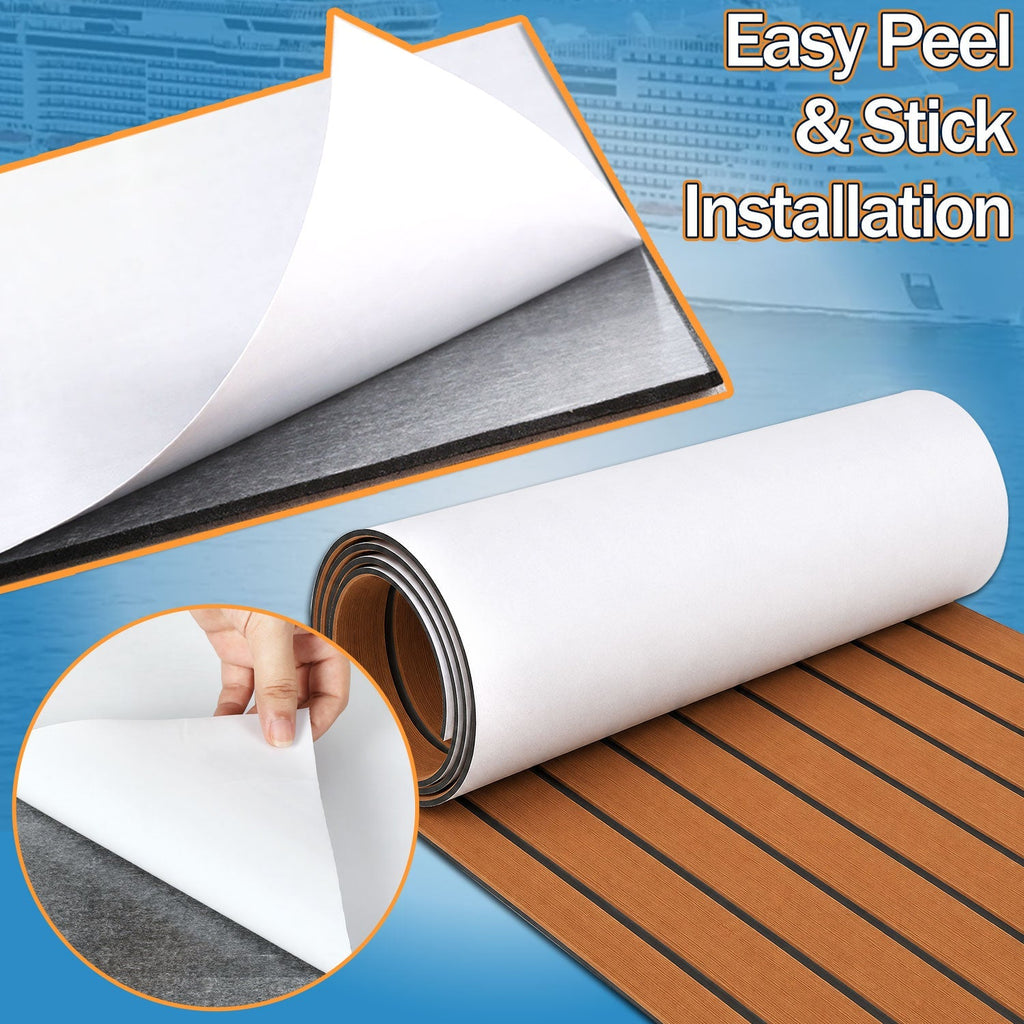 Boat EVA Teak Flooring Self-Adhesive - Brown or Grey, 240x45/60/90cm, view 4