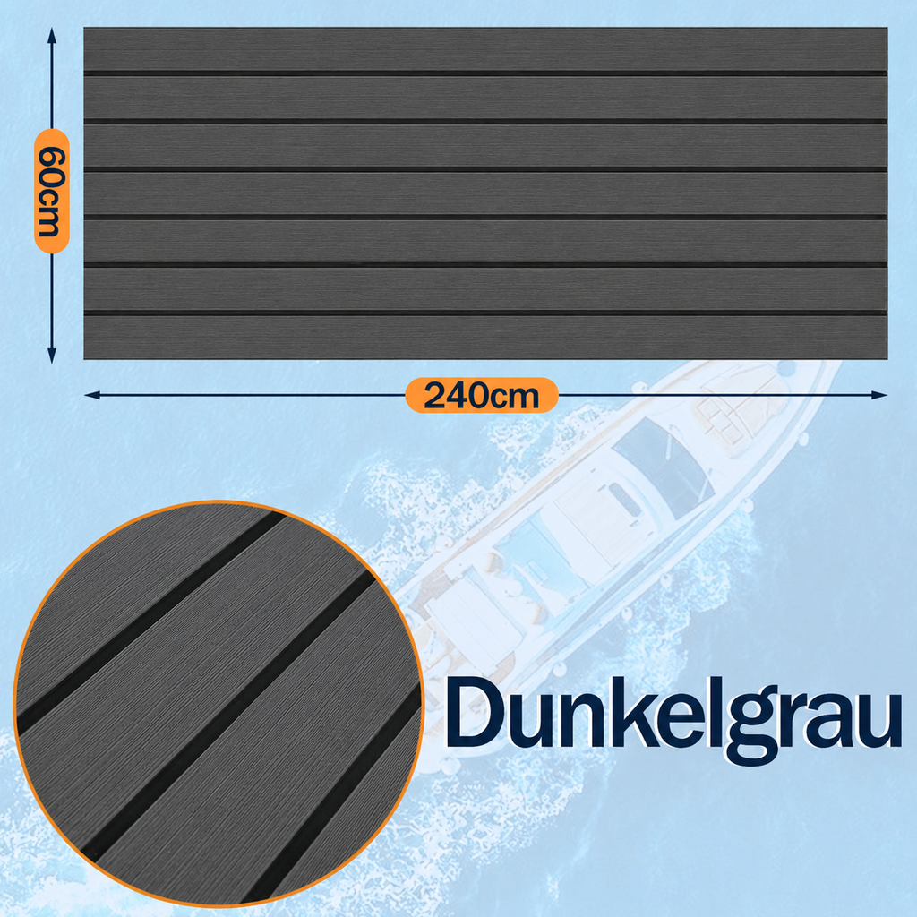 Boat EVA Teak Flooring Self-Adhesive - Brown or Grey, 240x45/60/90cm, view 8
