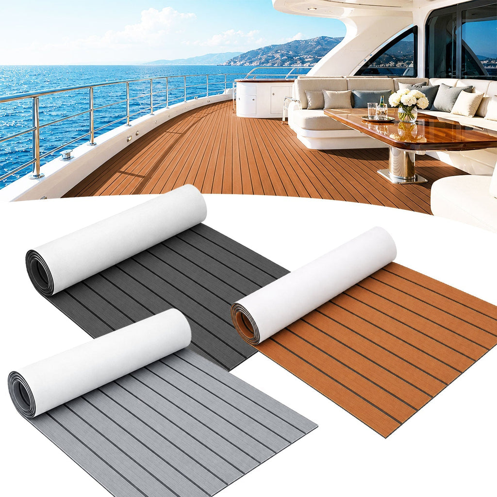 Boat EVA Teak Flooring Self-Adhesive - Brown or Grey, 240x45/60/90cm