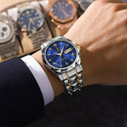 Men’s 40 mm Stainless Steel Day-Date Watch with Luminous Hands