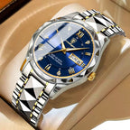 Men’s 40 mm Stainless Steel Day-Date Watch with Luminous Hands