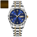 Men’s 40 mm Stainless Steel Day-Date Watch with Luminous Hands