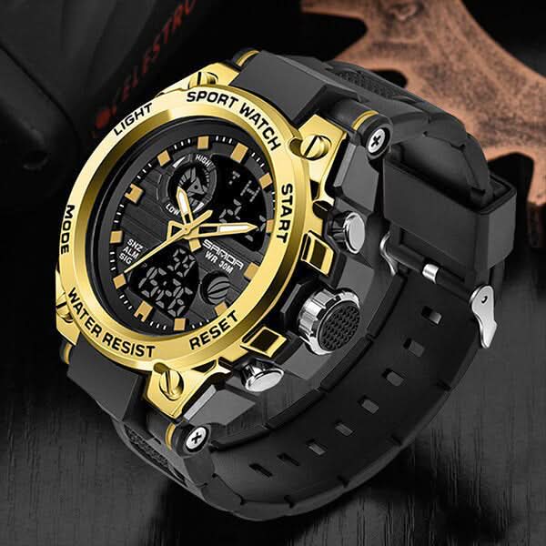 Men’s Military-Style Analogue-Digital Watch, 45 mm, Silicone Strap
