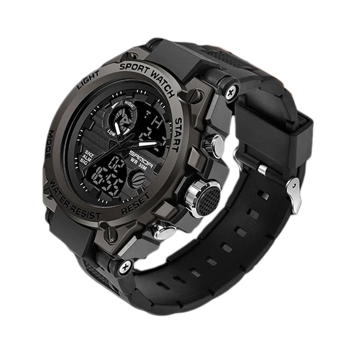 Men’s Military-Style Analogue-Digital Watch, 45 mm, Silicone Strap