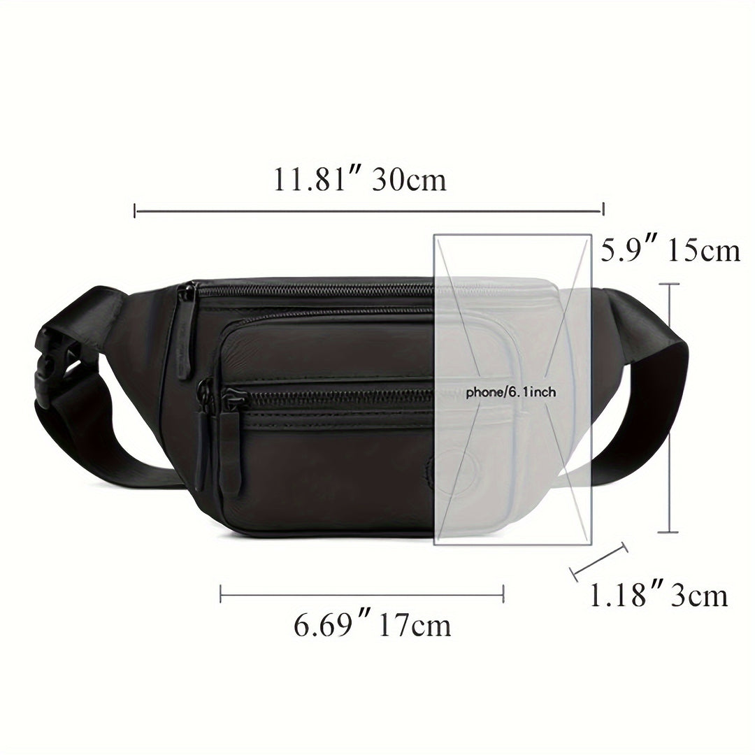 Men's Nylon Hip Bag with Adjustable Strap for Crossbody Wear