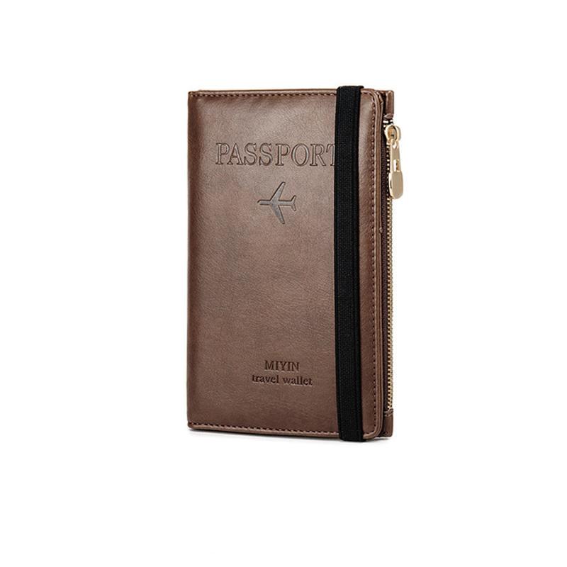 Men’s PU Leather Passport Wallet with RFID Blocking, 11*1.5*17cm