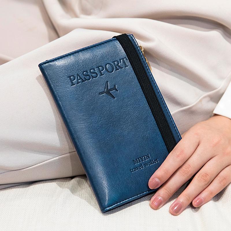 Men’s PU Leather Passport Wallet with RFID Blocking, 11*1.5*17cm