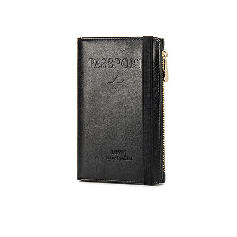 Men’s PU Leather Passport Wallet with RFID Blocking, 11*1.5*17cm
