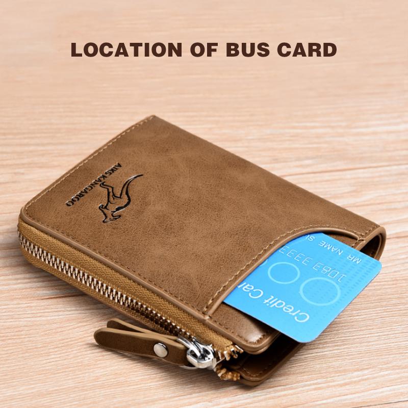 Men’s PU Leather Zip Wallet with 14 Card Slots
