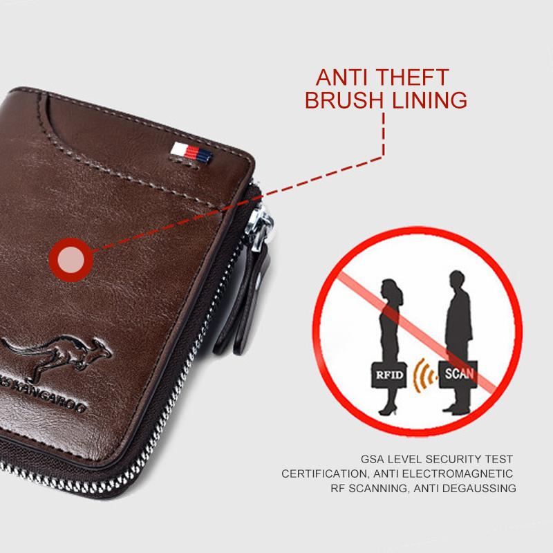 Men’s PU Leather Zip Wallet with 14 Card Slots