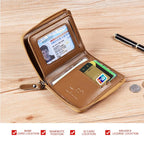 Men’s PU Leather Zip Wallet with 14 Card Slots