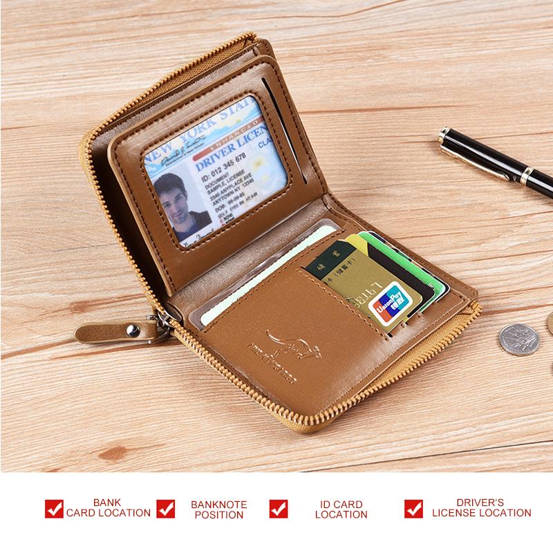 Men’s PU Leather Zip Wallet with 14 Card Slots