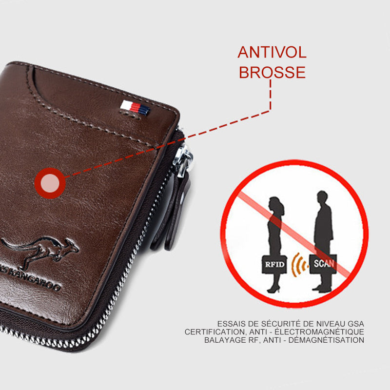 Men’s RFID-Blocking Wallet, PU Leather, 14 Card Slots