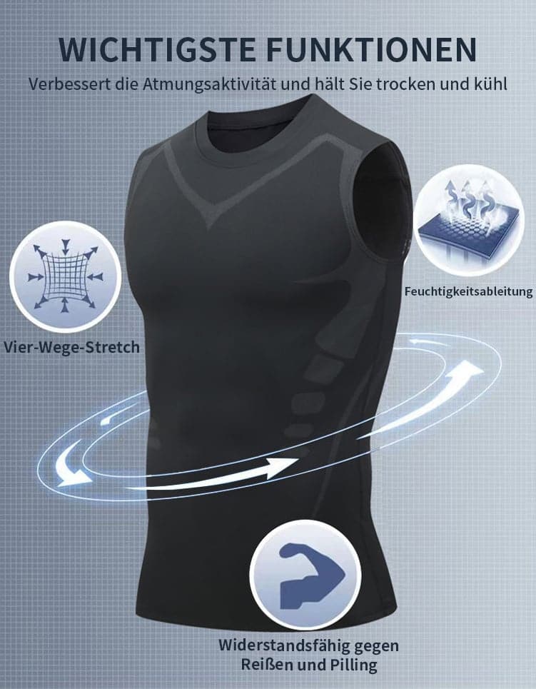 Men's Sleeveless Compression Shaping Vest, 88% Neoprene, 12% Elastane