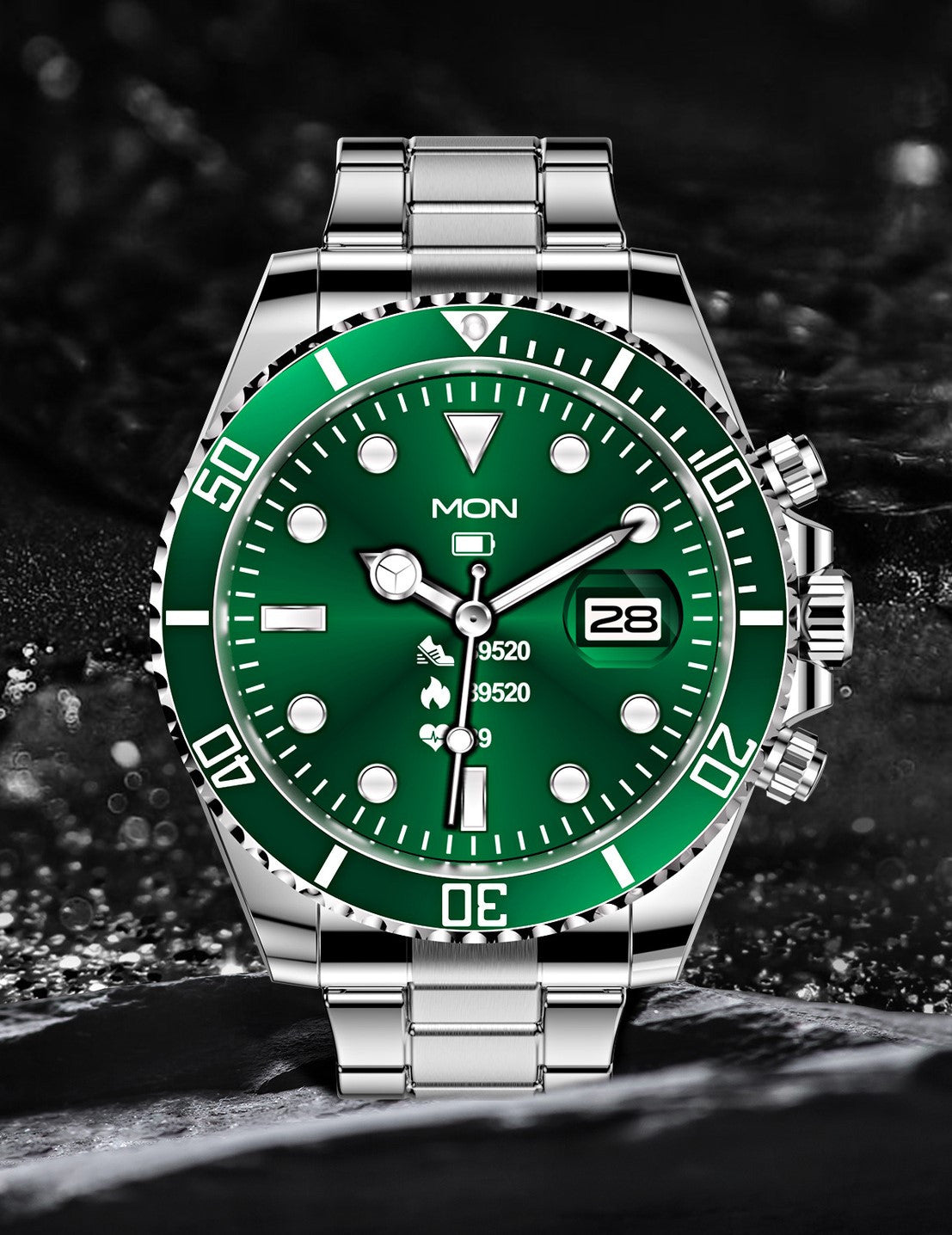 Men’s Smartwatch with 1.28in Touch Screen, Zinc Alloy and Stainless Steel