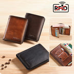 Simple Anti-Theft Wallet for Men - PU Leather, 12 x 9.5 cm, Bi-Fold, view 3